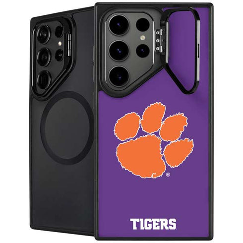 Clemson University Tiger Print Purple Galaxy S25 Ultra Kickstand Case